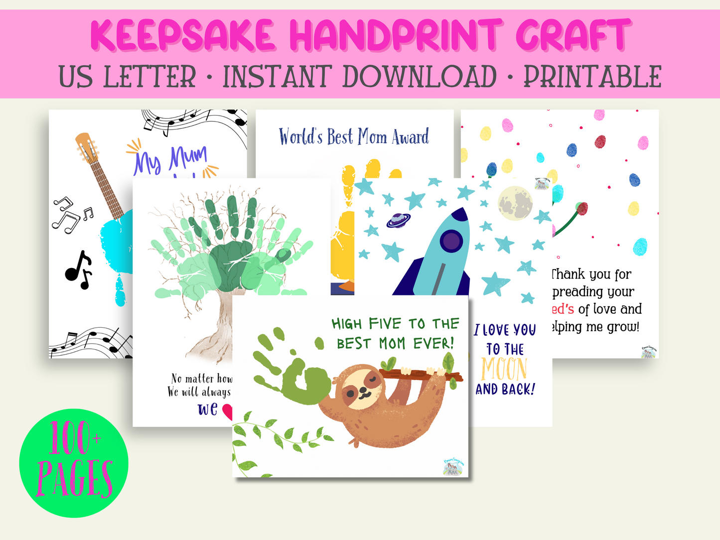 Printable Mother’s Day Keepsake Handprint Wall Art and Greeting Card Craft - INSTANT DOWNLOAD