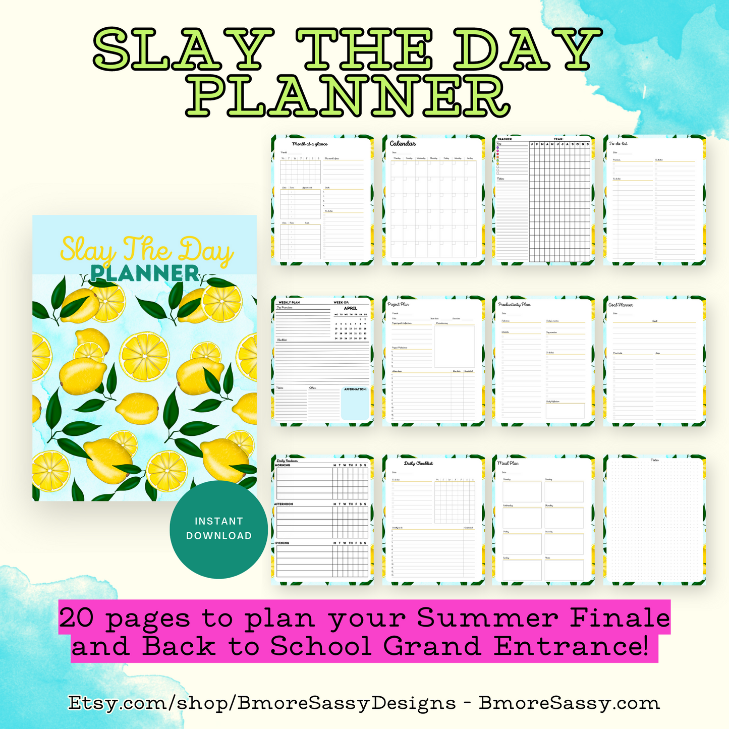 PLR Slay Your Day: Daily, Weekly, and Monthly Printable Planner