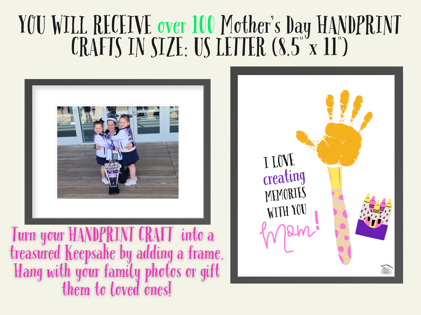 Printable Mother’s Day Keepsake Handprint Wall Art and Greeting Card Craft - INSTANT DOWNLOAD