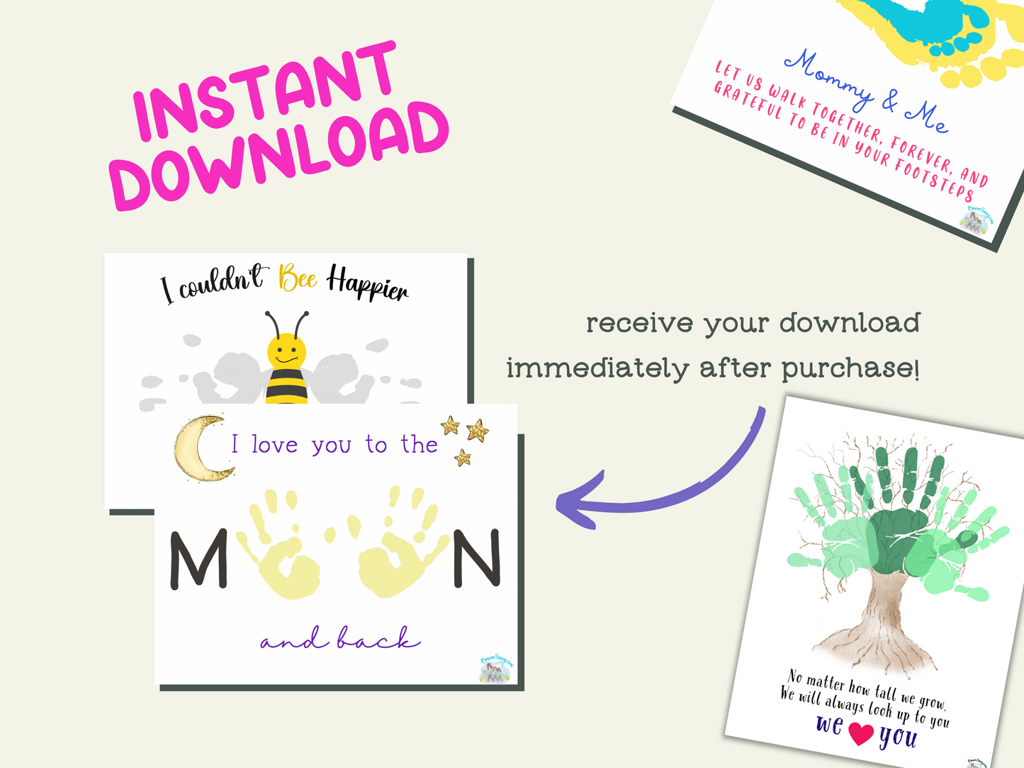 Printable Mother’s Day Keepsake Handprint Wall Art and Greeting Card Craft - INSTANT DOWNLOAD