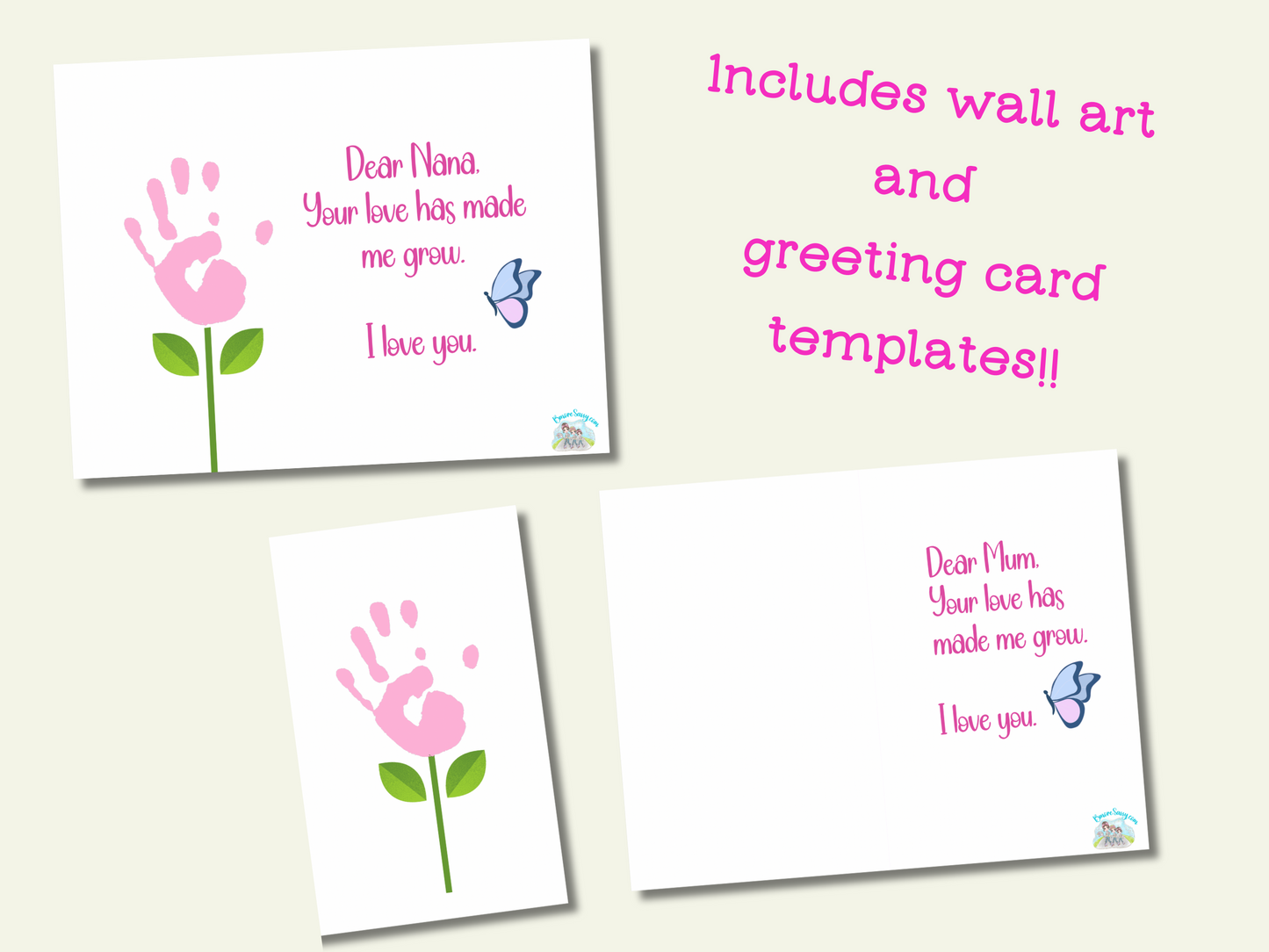 Printable Mother’s Day Keepsake Handprint Wall Art and Greeting Card Craft - INSTANT DOWNLOAD