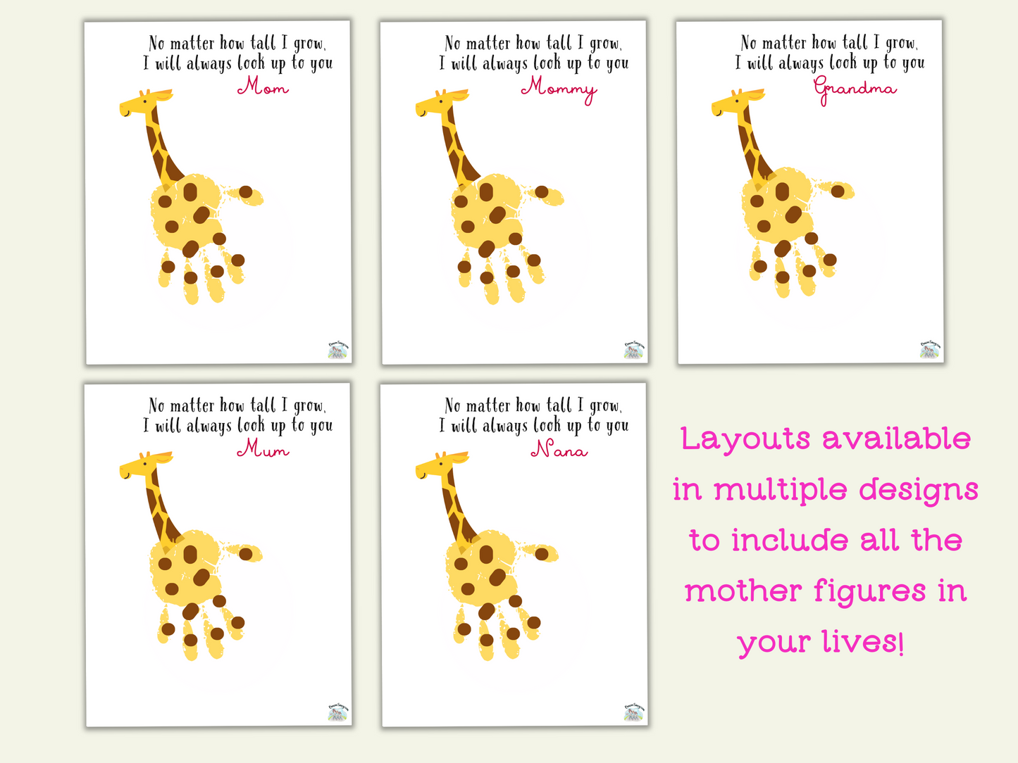 Printable Mother’s Day Keepsake Handprint Wall Art and Greeting Card Craft - INSTANT DOWNLOAD
