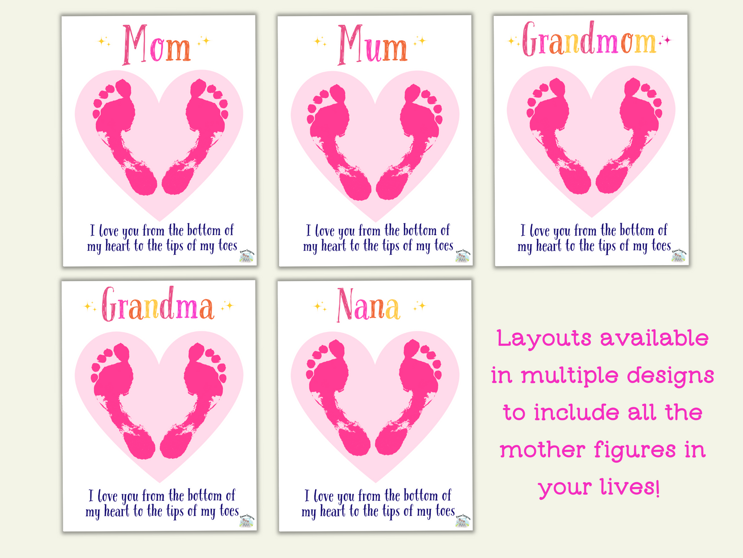 Printable Mother’s Day Keepsake Handprint Wall Art and Greeting Card Craft - INSTANT DOWNLOAD