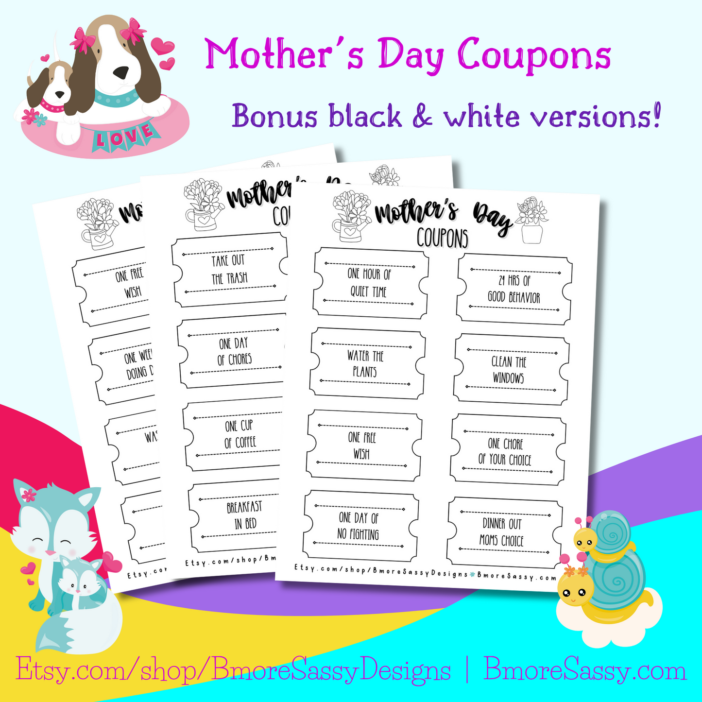 Printable Mother’s Day Coupons -Instant Download!