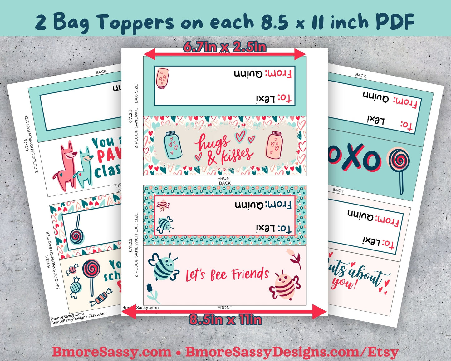 Valentine Treat Bag Topper Template Bundle