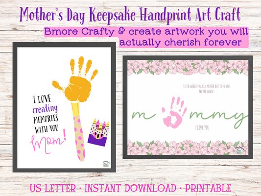 Printable Mother’s Day Keepsake Handprint Wall Art and Greeting Card Craft - INSTANT DOWNLOAD