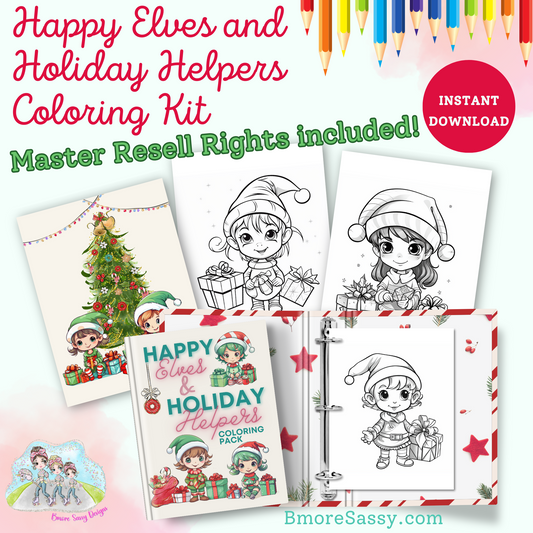 MRR Happy Elves and Holiday Helpers Coloring Kit Graphics Pack