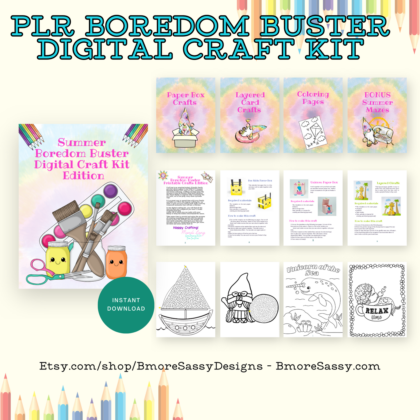 PLR Summer Finale Boredom Buster and Back to School Prep Kit