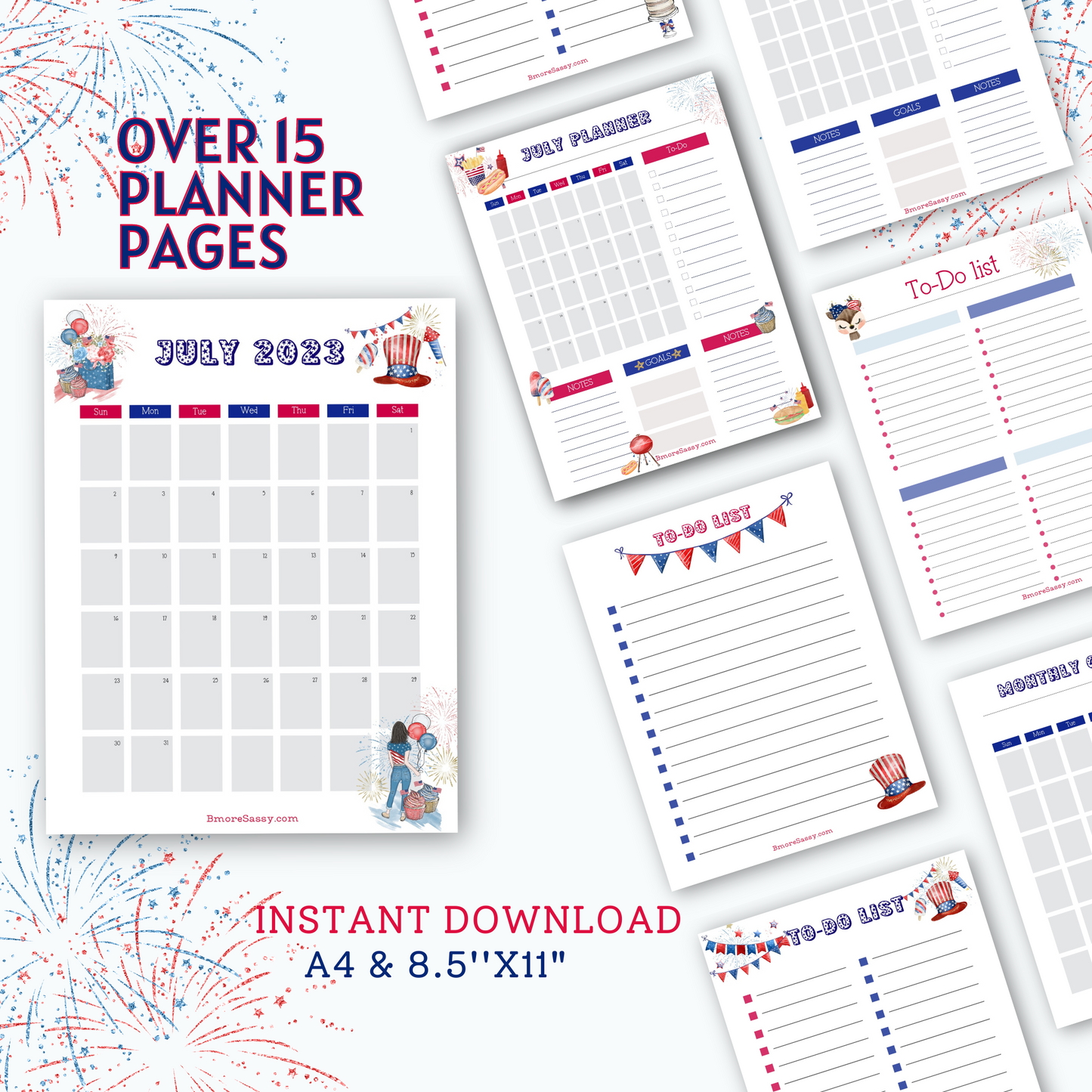 Patriotic Printable Planner Pages and Stickers