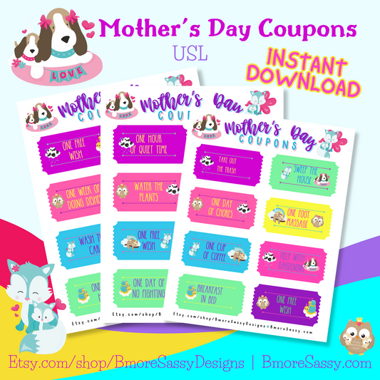 Printable Mother’s Day Coupons -Instant Download!