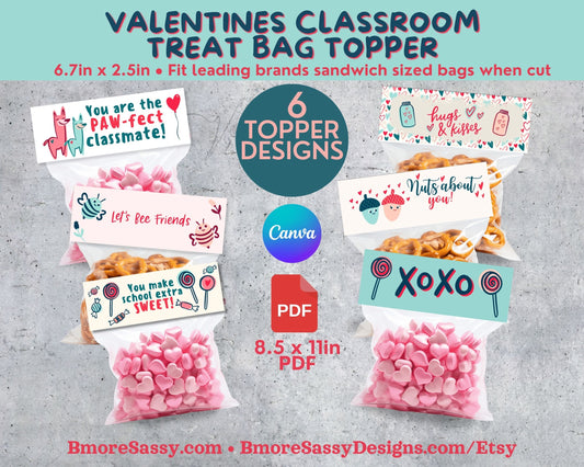 Valentine Treat Bag Topper Template Bundle