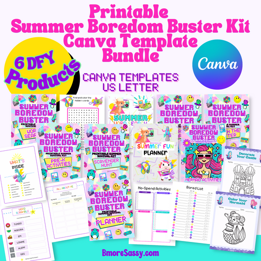 Printable Boredom Buster Summer Survival Kit - INSTANT DOWNLOAD- Limited Commercial Rights